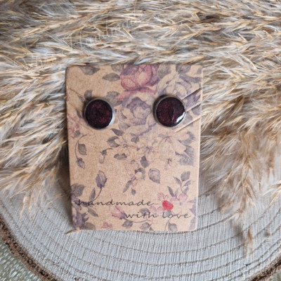 Ohrringe Dunkelrot/Glitzer 12mm