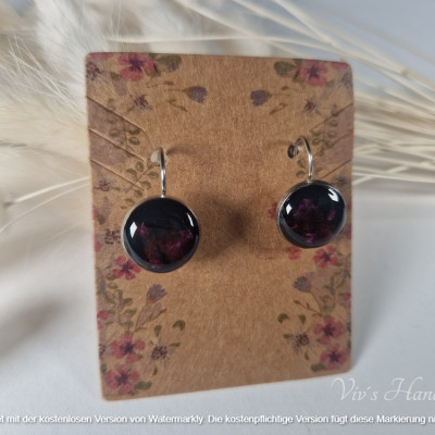 Ohrringe Lila/Trockenblume Epoxidharz
