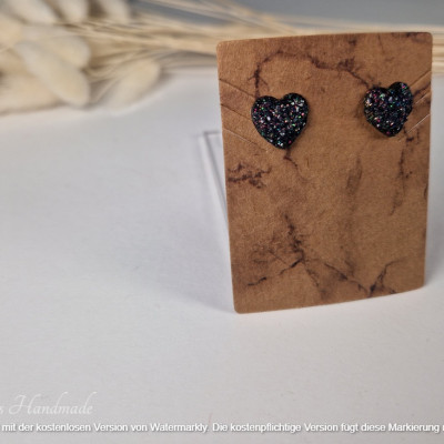 Herzohrringe Flakes 14mm Epoxidharz