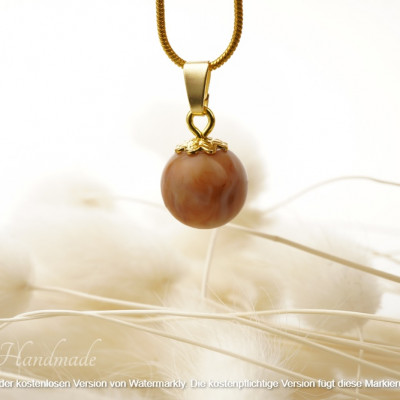 Kugelkettenanhänger Karamell/Weiß/Goldfarben 10mm