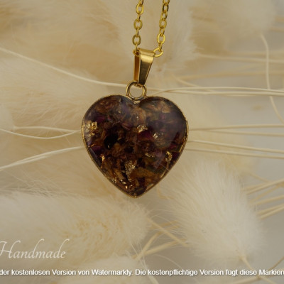 Kettenanhänger Goldfarben/Rose 20mm Epoxidharz