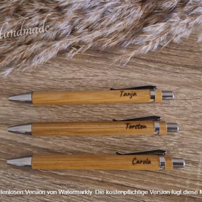 bambus kugelschreiber mit name