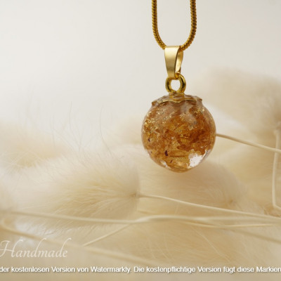 Kugelkettenanhänger Goldflocken 15mm Epoxidharz