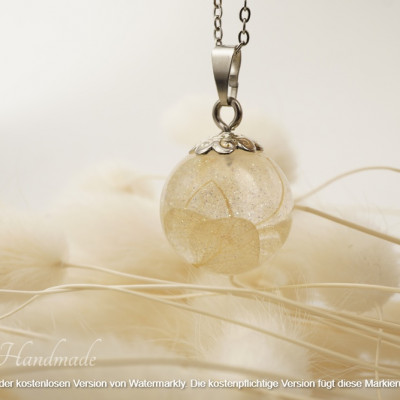 Kugelkettenanhänger Glitzer/Blumen Hell 17mm Epoxidharz