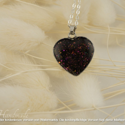 Herzkettenanhänger Chamäleon Epoxidharz