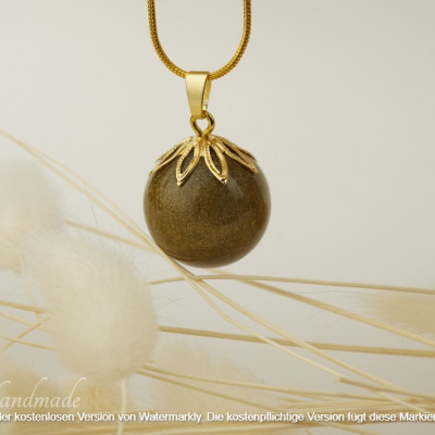 Kugelkettenanhänger Goldfarben 2 Epoxidharz