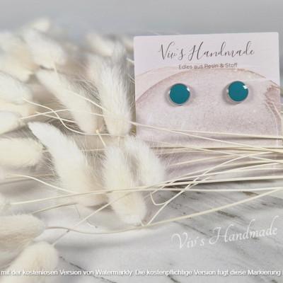 Ohrstecker Türkis 10mm Epoxidharz