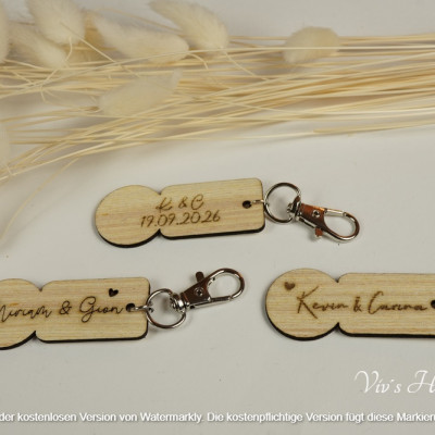 Personalisierter Einkaufswagenlöser aus Holz / Gastgeschenk / Hochzeitserinnerung
