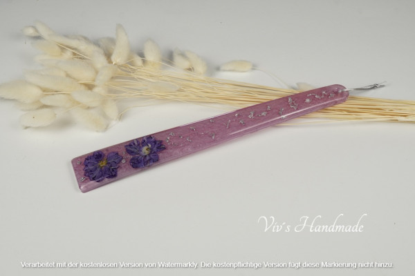 Stickhilfe Blumen/Lila/Silberflocken Epoxidharz
