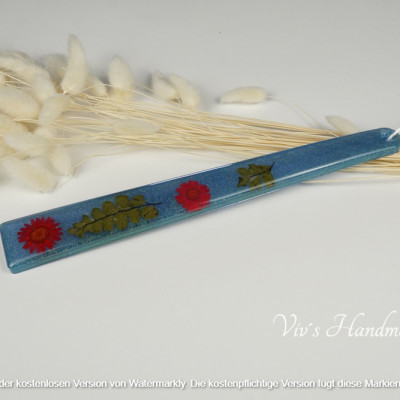 Stickhilfe Blumen/Türkis Epoxidharz