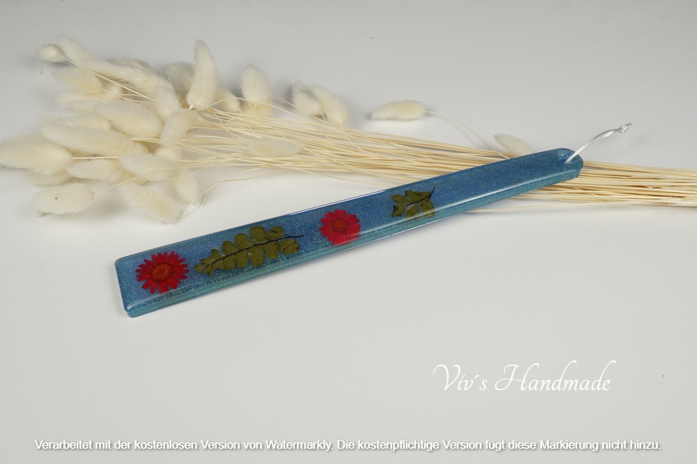 Stickhilfe Blumen/Türkis Epoxidharz