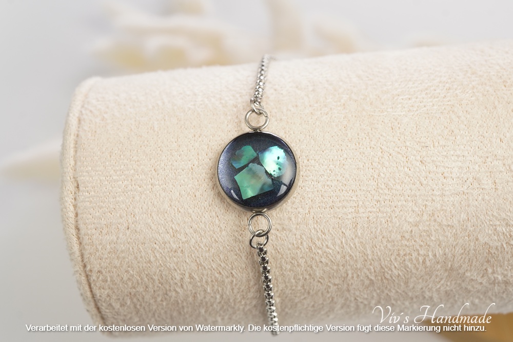 Armband Blau/Muschelsplitter Epoxidharz
