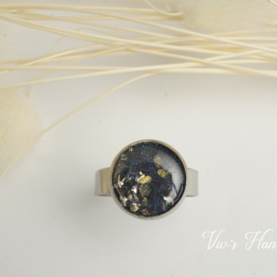 Ring Blau/Steinchen Epoxidharz
