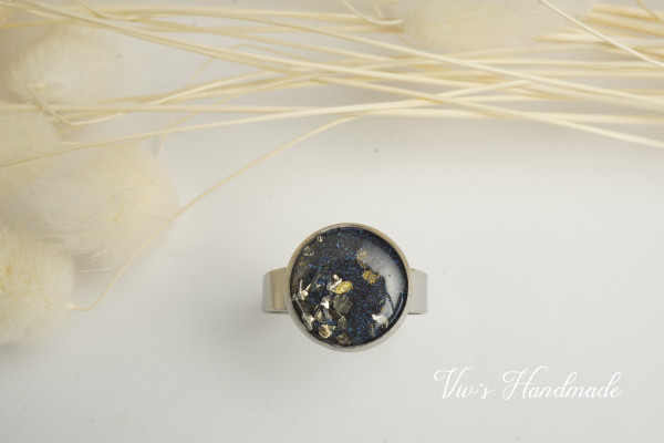 Ring Blau/Steinchen Epoxidharz