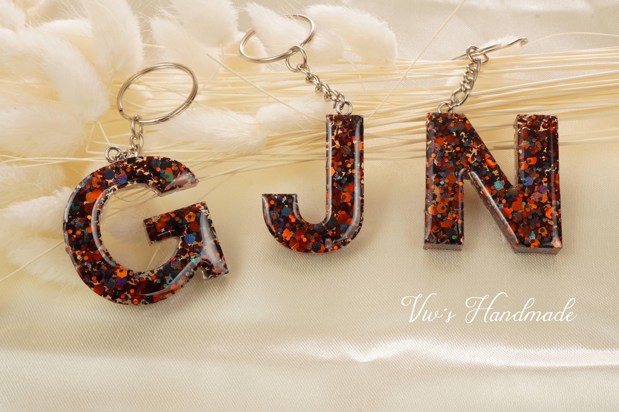 Schlüsselanhänger Buchstabe Glitzerplättchen Epoxidharz