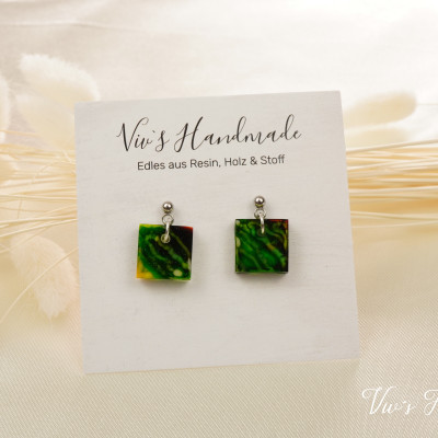 Ohrringe Grün Alkohol Ink Epoxidharz