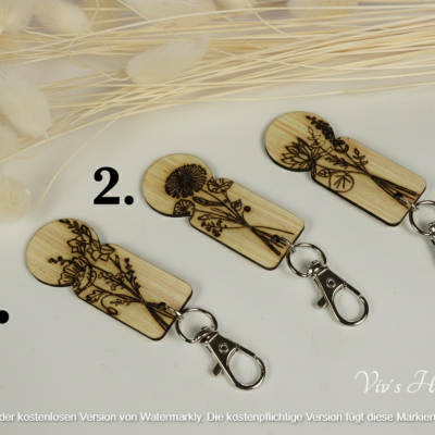 Einkaufswagenlöser Blumenmotiv 2 Holz