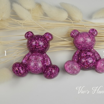 Teddy Magnet Rosa Glitzerplättchen Epoxidharz