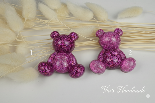 Teddy Magnet Rosa Glitzerplättchen Epoxidharz