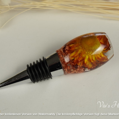 Weinverschluss Orangene Blume Epoxidharz