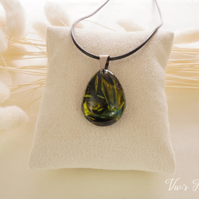 Kettenanhänger Grün Chamäleon Epoxidharz