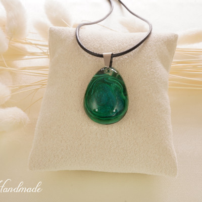 Kettenanhänger Grün Alkohol Ink Epoxidharz