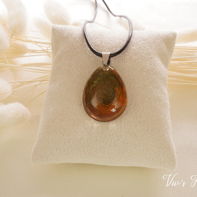 Kettenanhänger Orangen/Grün Alkohol Ink Epoxidharz