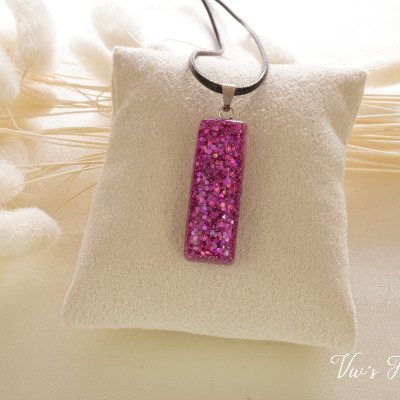 Kettenanhänger Pinke Glitzerplättchen Epoxidharz