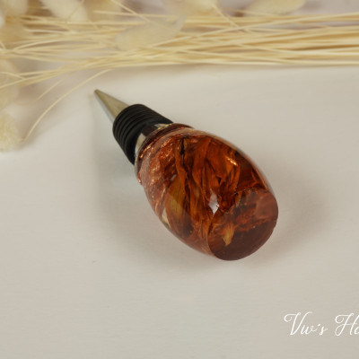Weinstopfen Blumen Orange Epoxidharz
